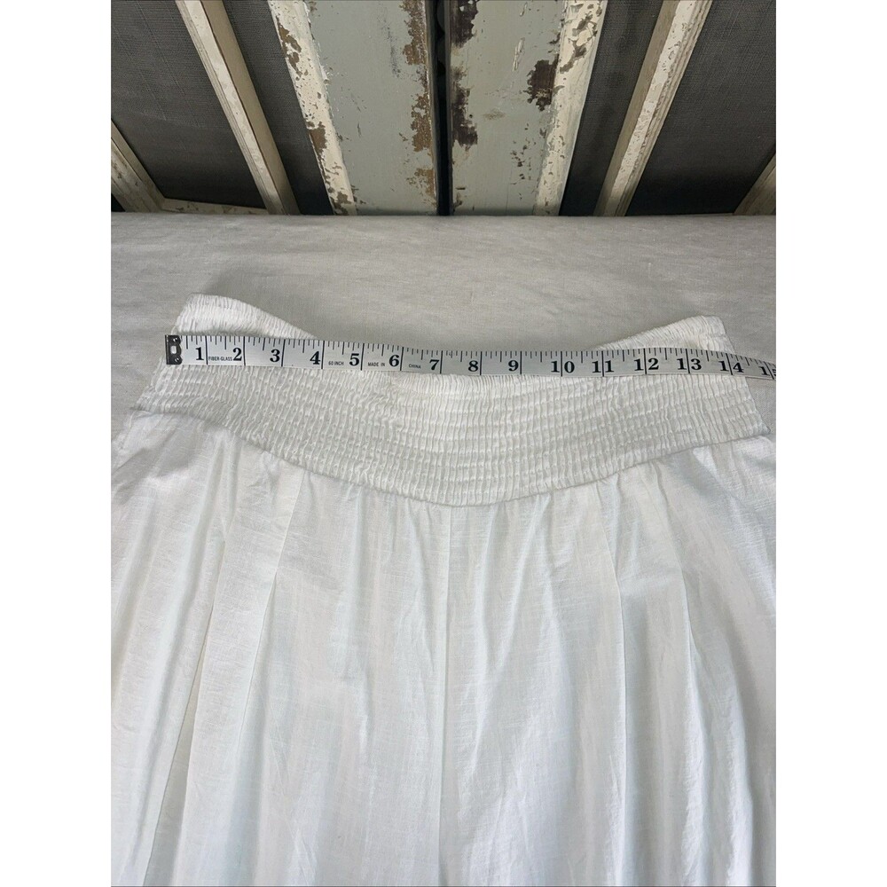 White Cotton Blend Beach Pool Coverup Summer Pants XL - Picture 8 of 11